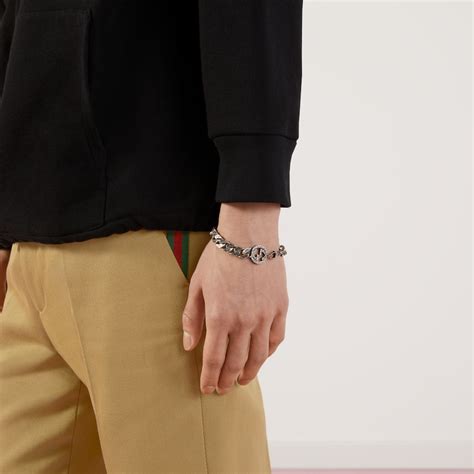 silver bracelet with interlocking g|gucci interlocking g bracelet.